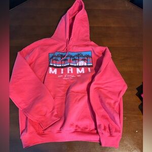 Miami hoodie, coral pink color, size l